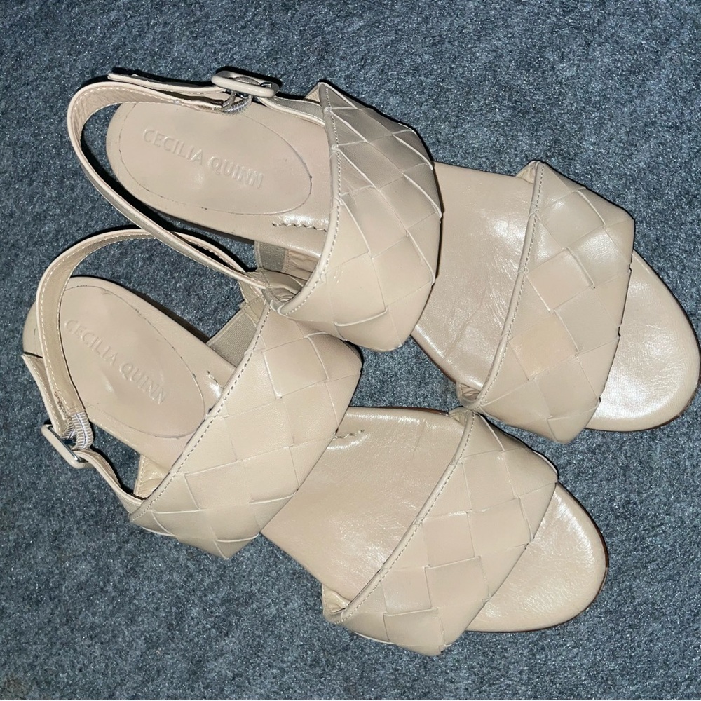 Cecelia Quinn Woven Cream Beige Flat Leather Sandals - 42 (US 11)